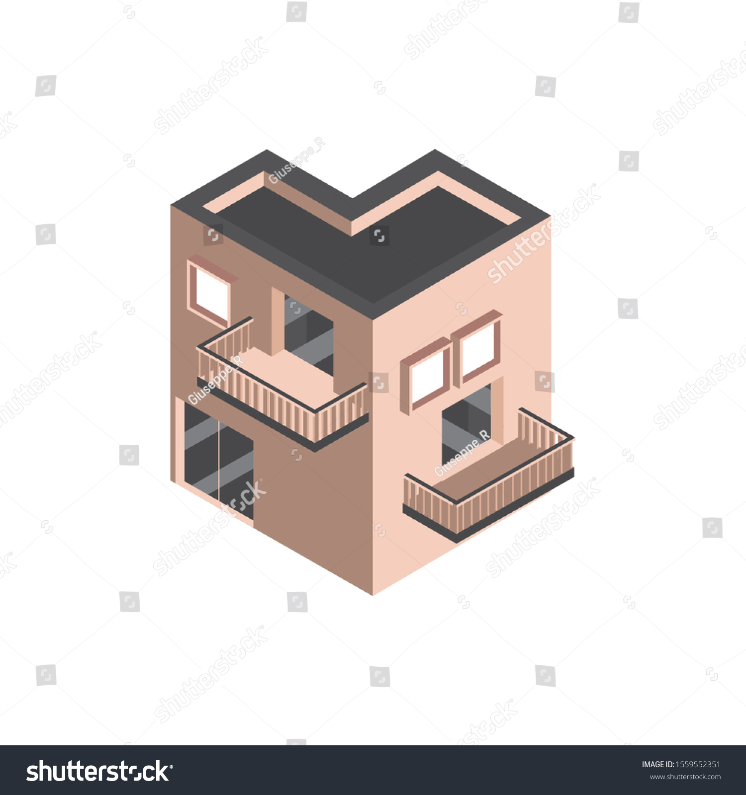 house architecture urban building isometric - Royalty Free Stock Vector ...