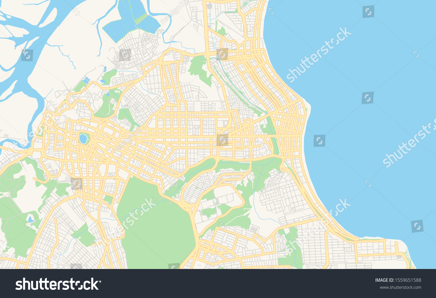 Printable Street Map Of Joao Pessoa, Brazil. - Royalty Free Stock 