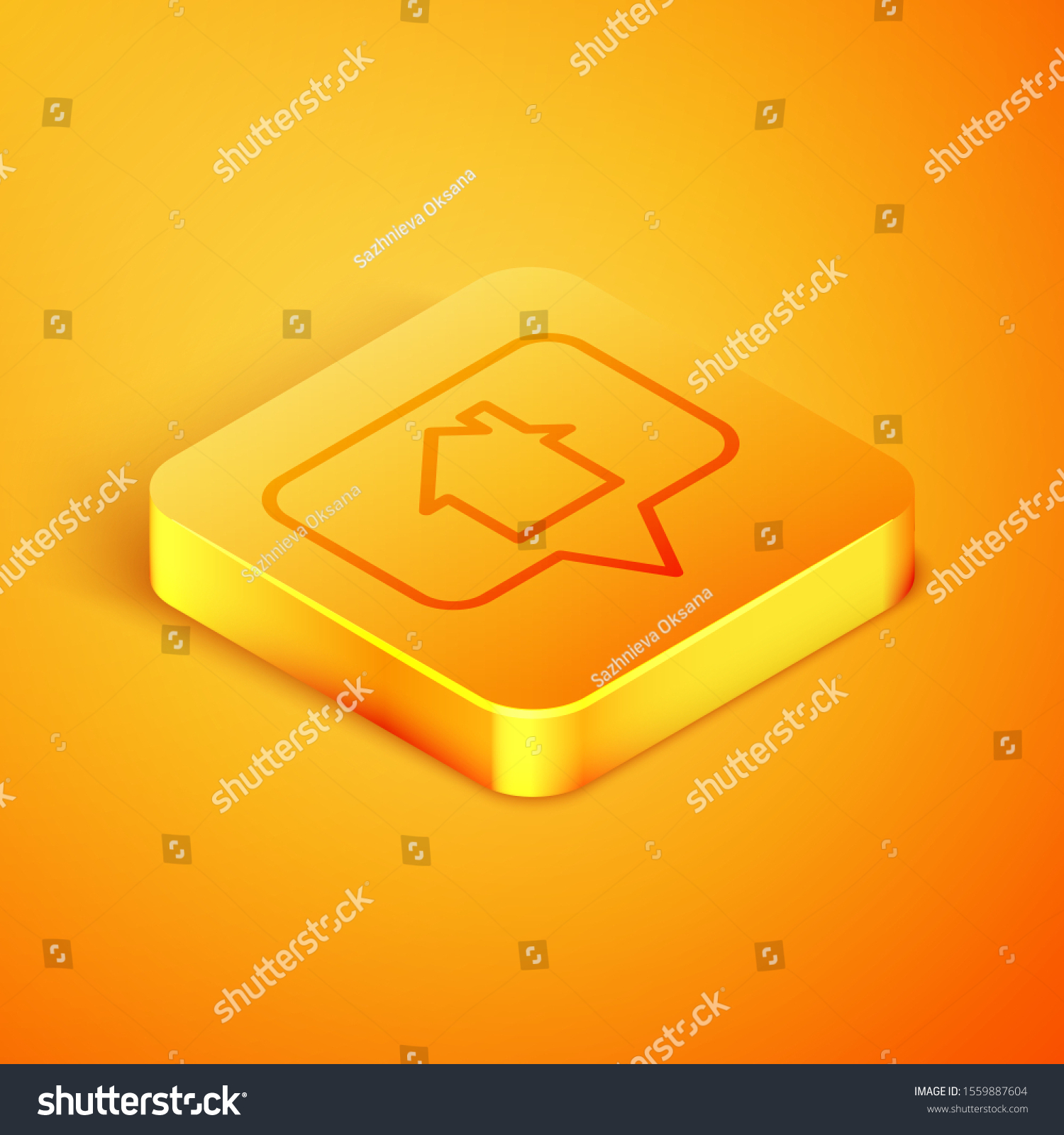 Isometric line Map pointer with house icon isolated on orange background. Home location marker symbol. Orange square button. Vector Illustration #1559887604