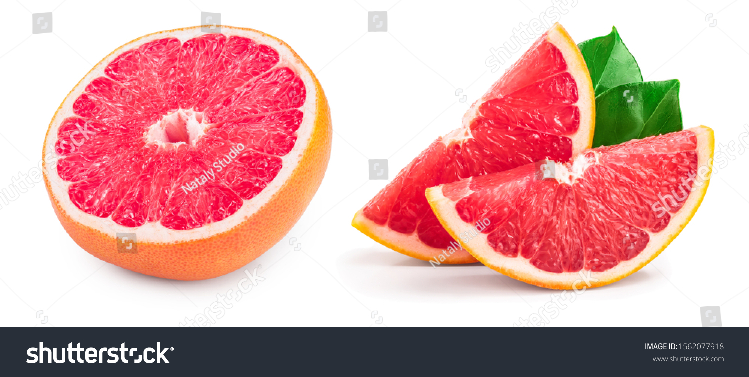 Grapefruit half isolated on white background close up #1562077918