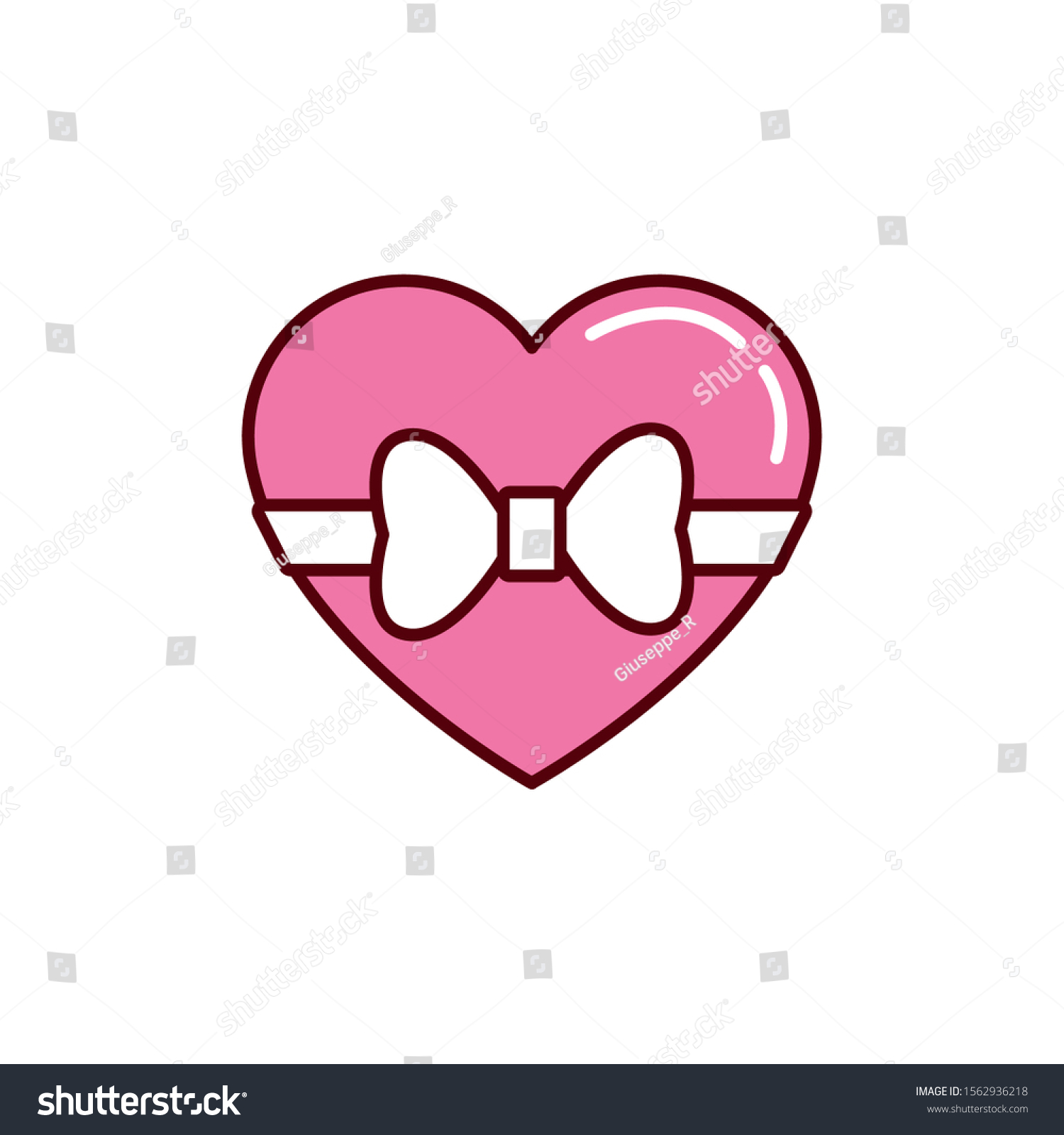 Wrapped Heart Bow Romantic Passion Love Flat Royalty Free Stock Vector 1562936218 