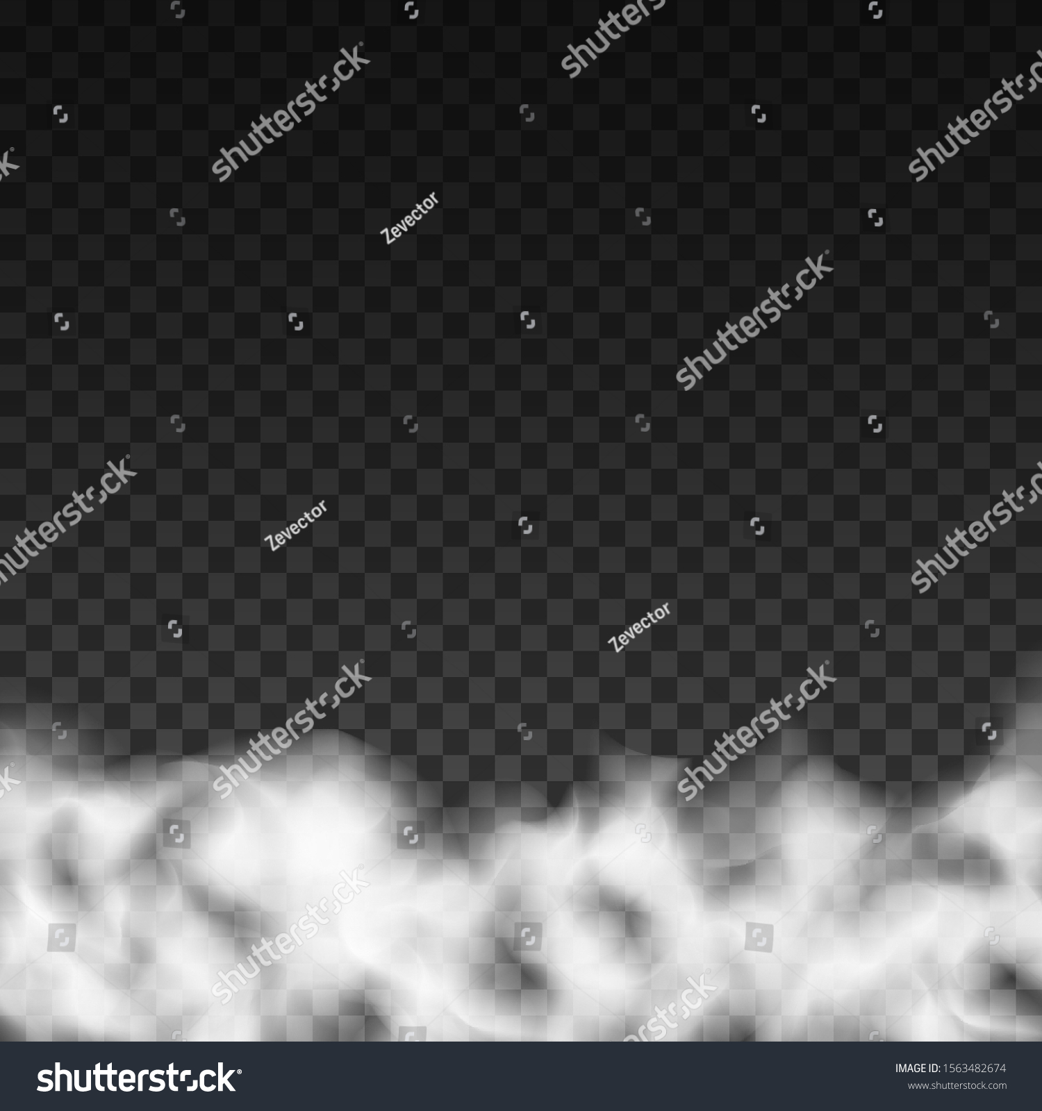 Fog or smoke isolated transparent special effect. White vector cloudiness, mist or smog background. Vector illustration - stock vector #1563482674