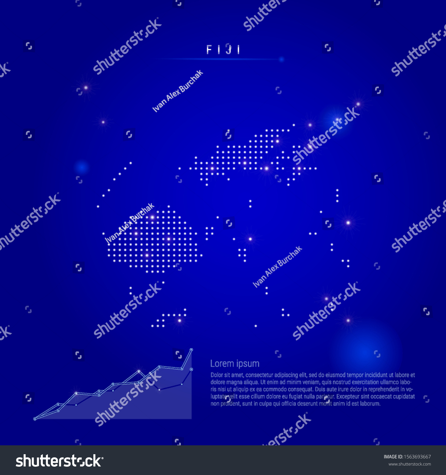 Fiji illuminated map with glowing dots. - Royalty Free Stock Vector ...