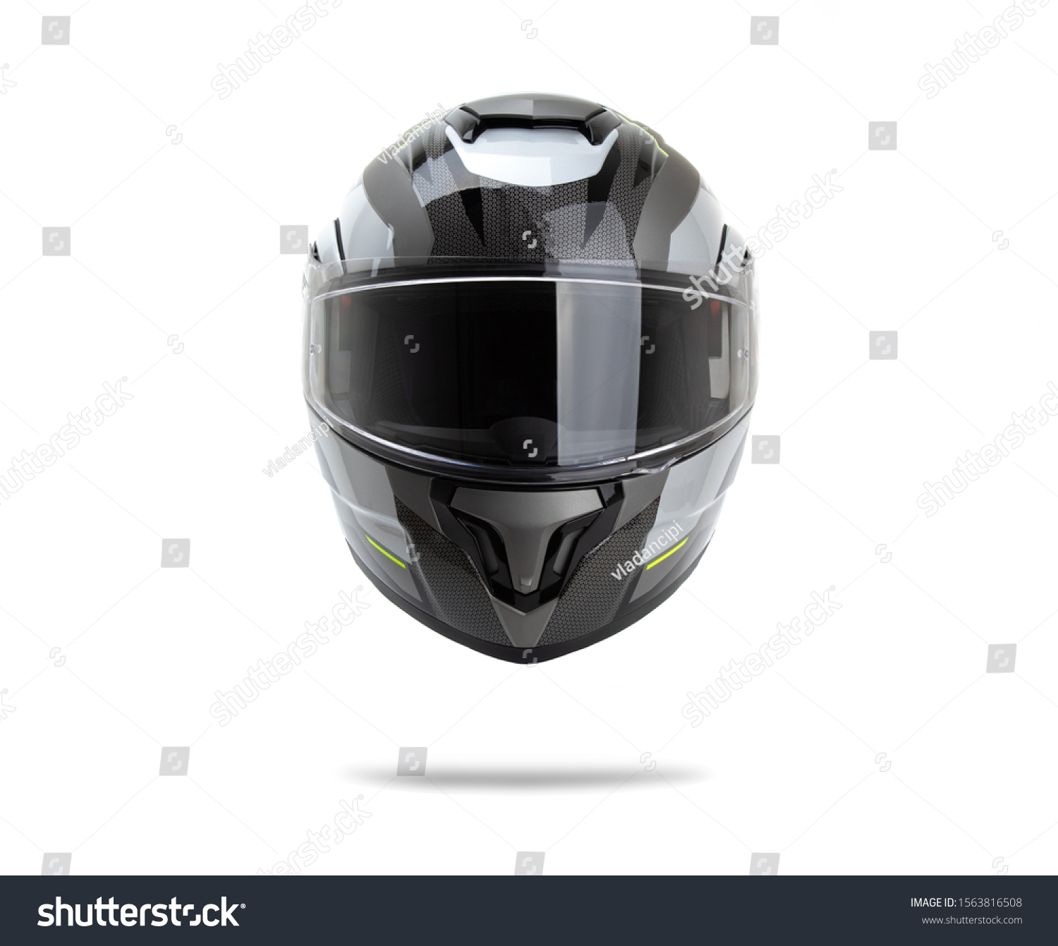 Gray motorcycle helmet isolated on white background #1563816508
