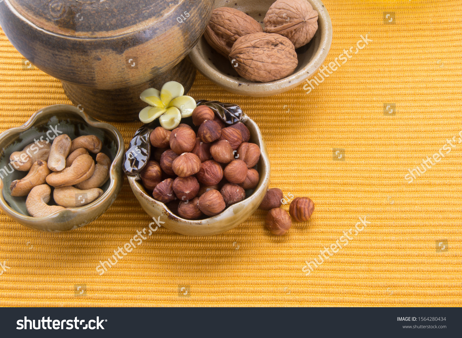 nuts or hazelnuts nuts and mix nut on a background new #1564280434