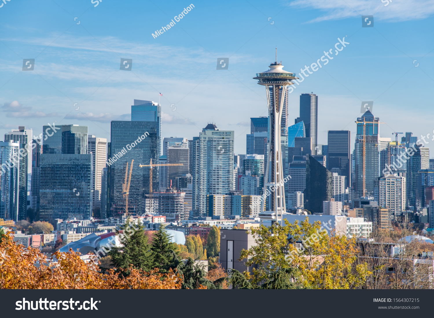 Cityscape view of Seattle, Washington on a sunny day from Kerry Park. #1564307215