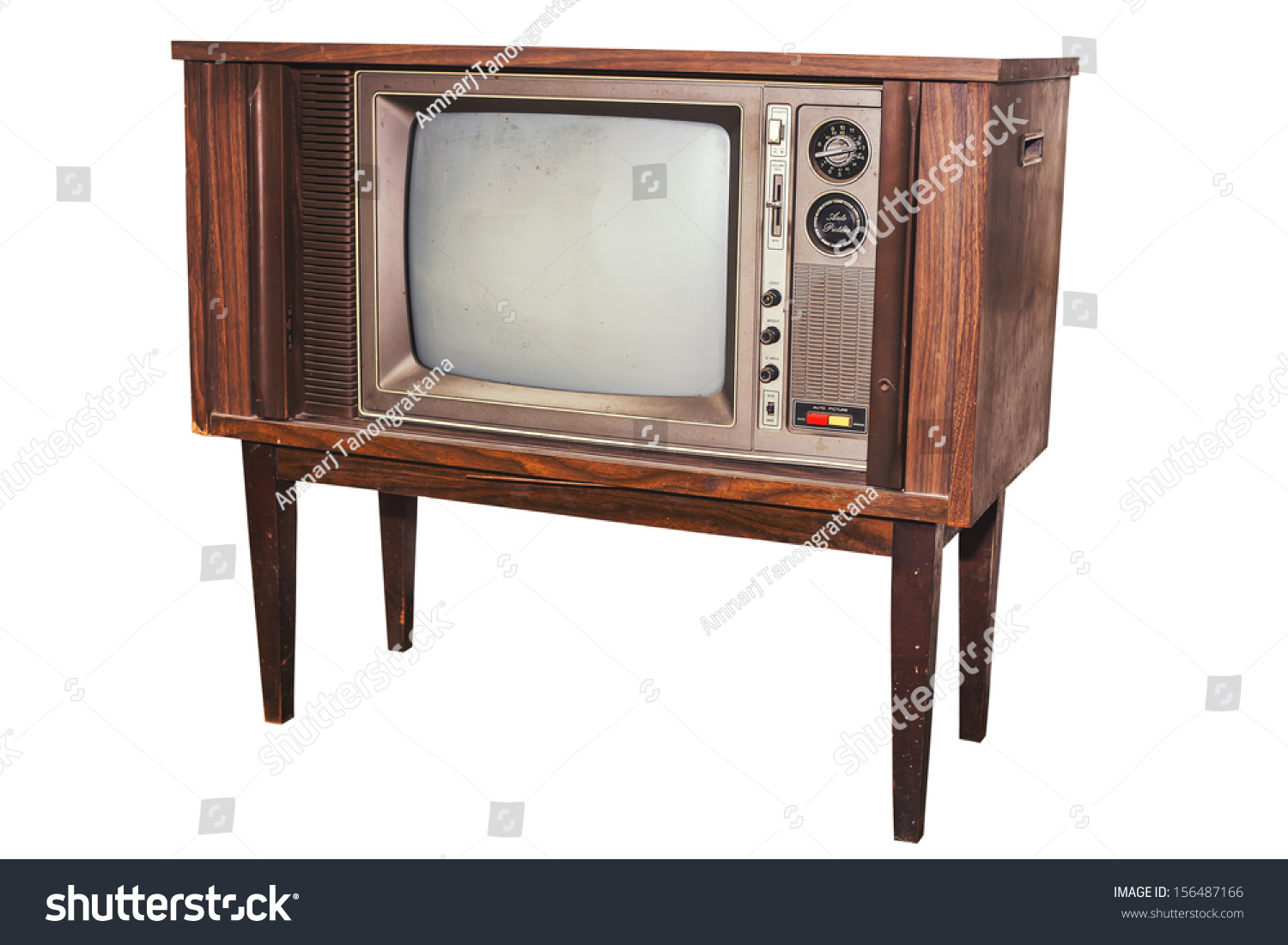 Old and antique analog television on isolate #156487166