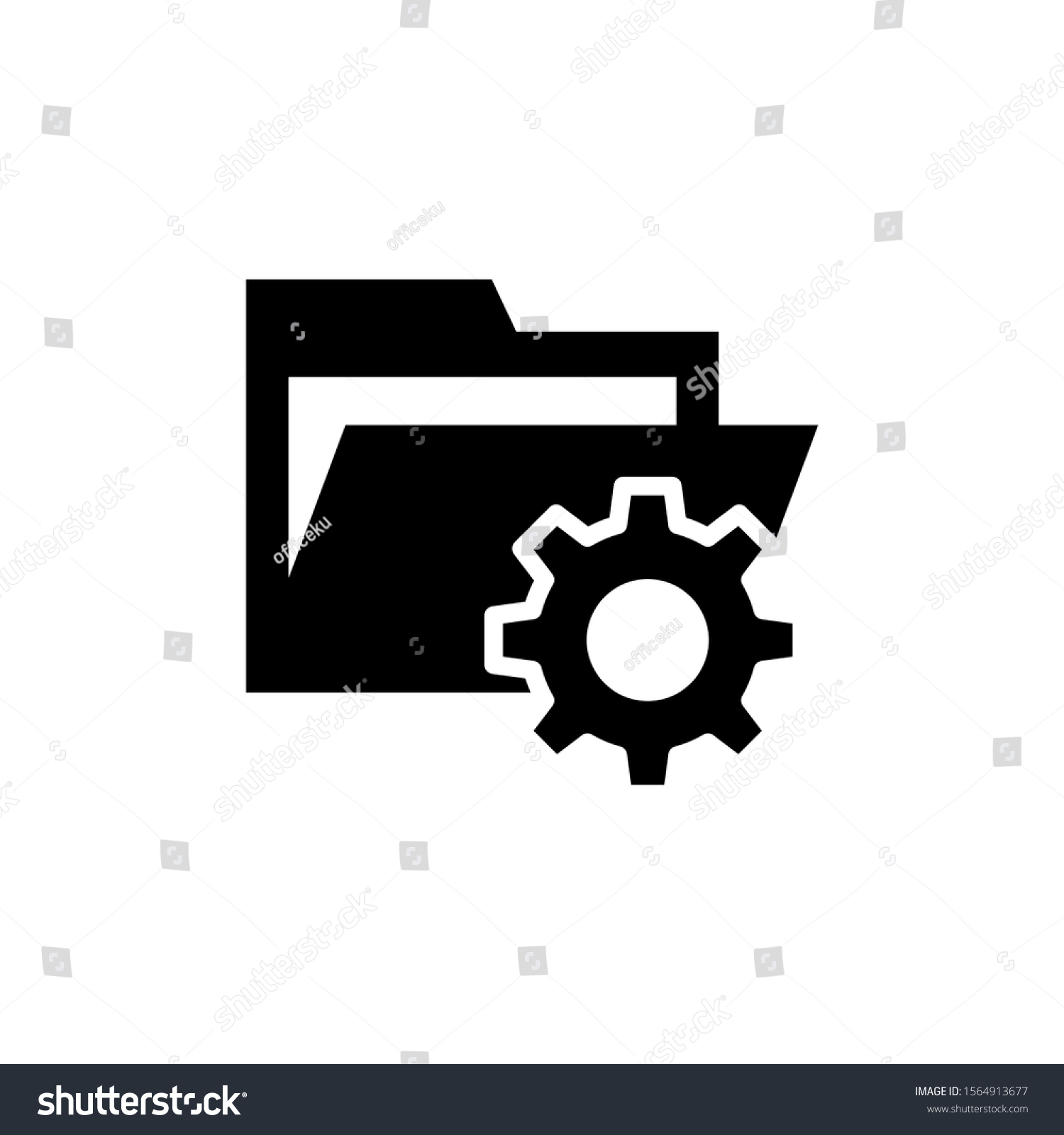 folder with cogwheel icon in black flat design on white background, Project Management icon, data management, folder, project goals, task management icon with settings sign, Project Management icon #1564913677