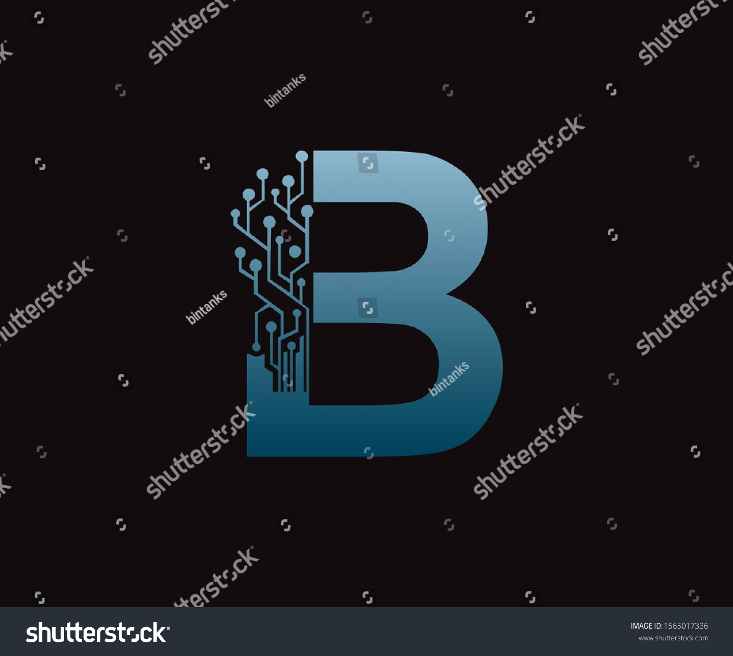 Letter B Digital Network Logo Icon, Technology - Royalty Free Stock ...