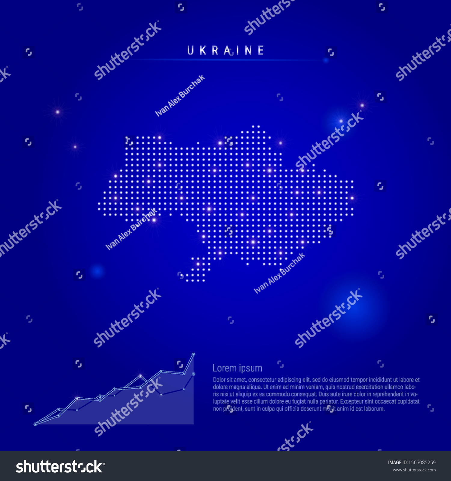 Ukraine illuminated map with glowing dots. - Royalty Free Stock Vector ...