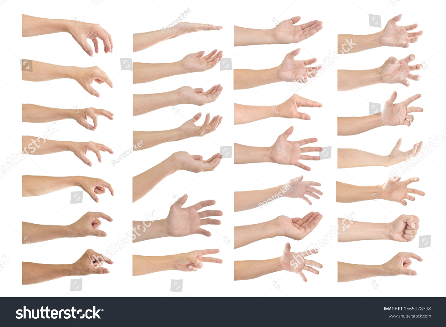 Set of male hand gestures isolated on a white background. #1565978398
