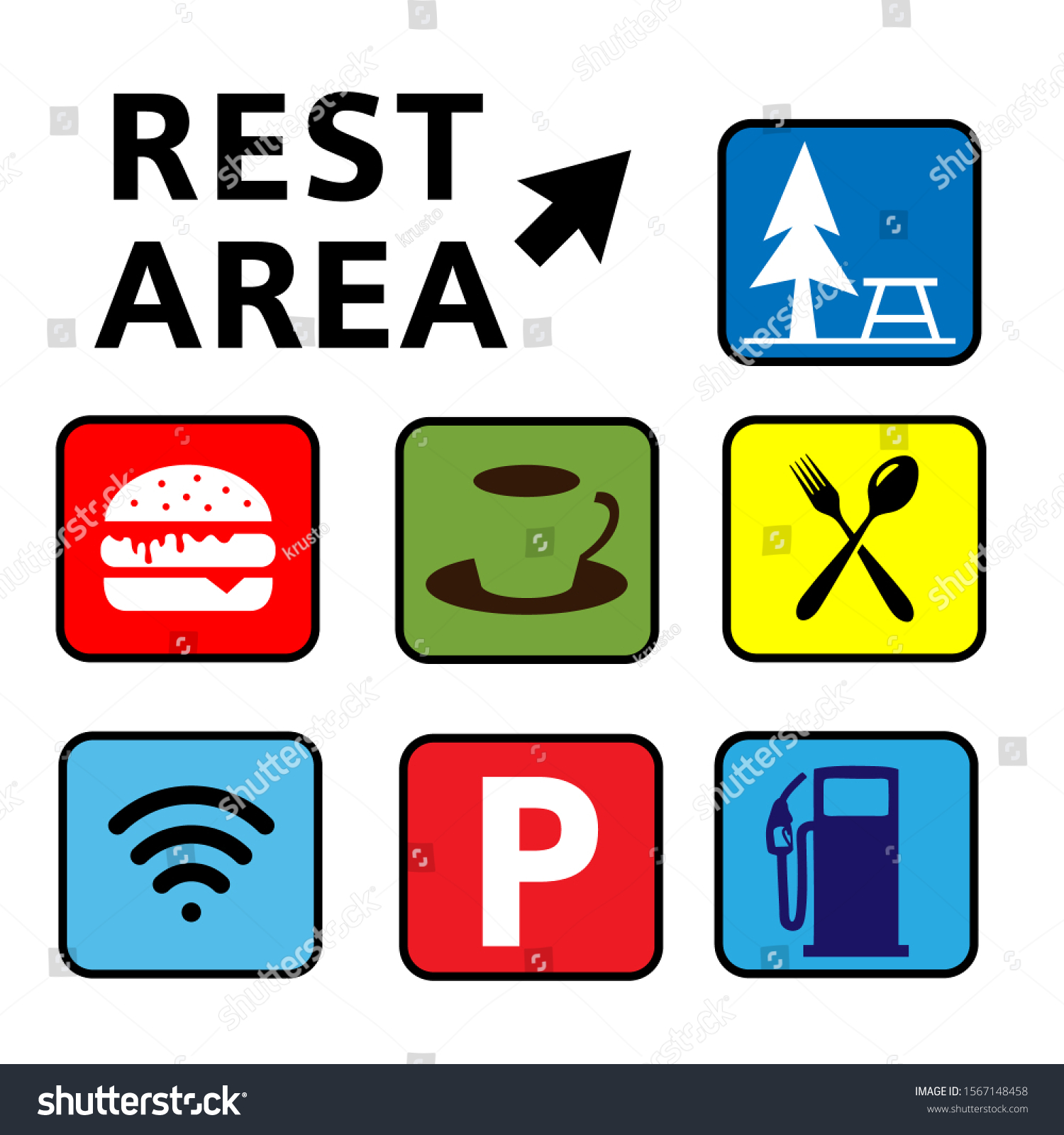 rest-area-sign-vector-illustration-set-of-royalty-free-stock-vector