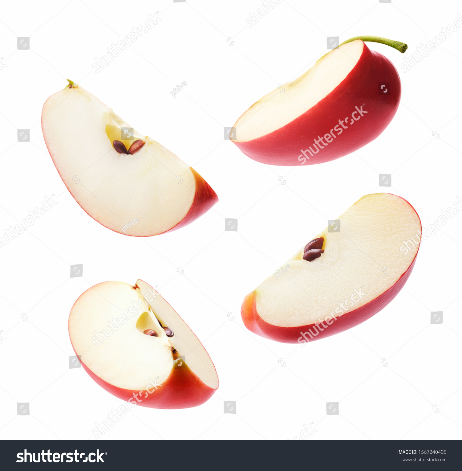 Different angle of slices red apple isolated on white background #1567240405