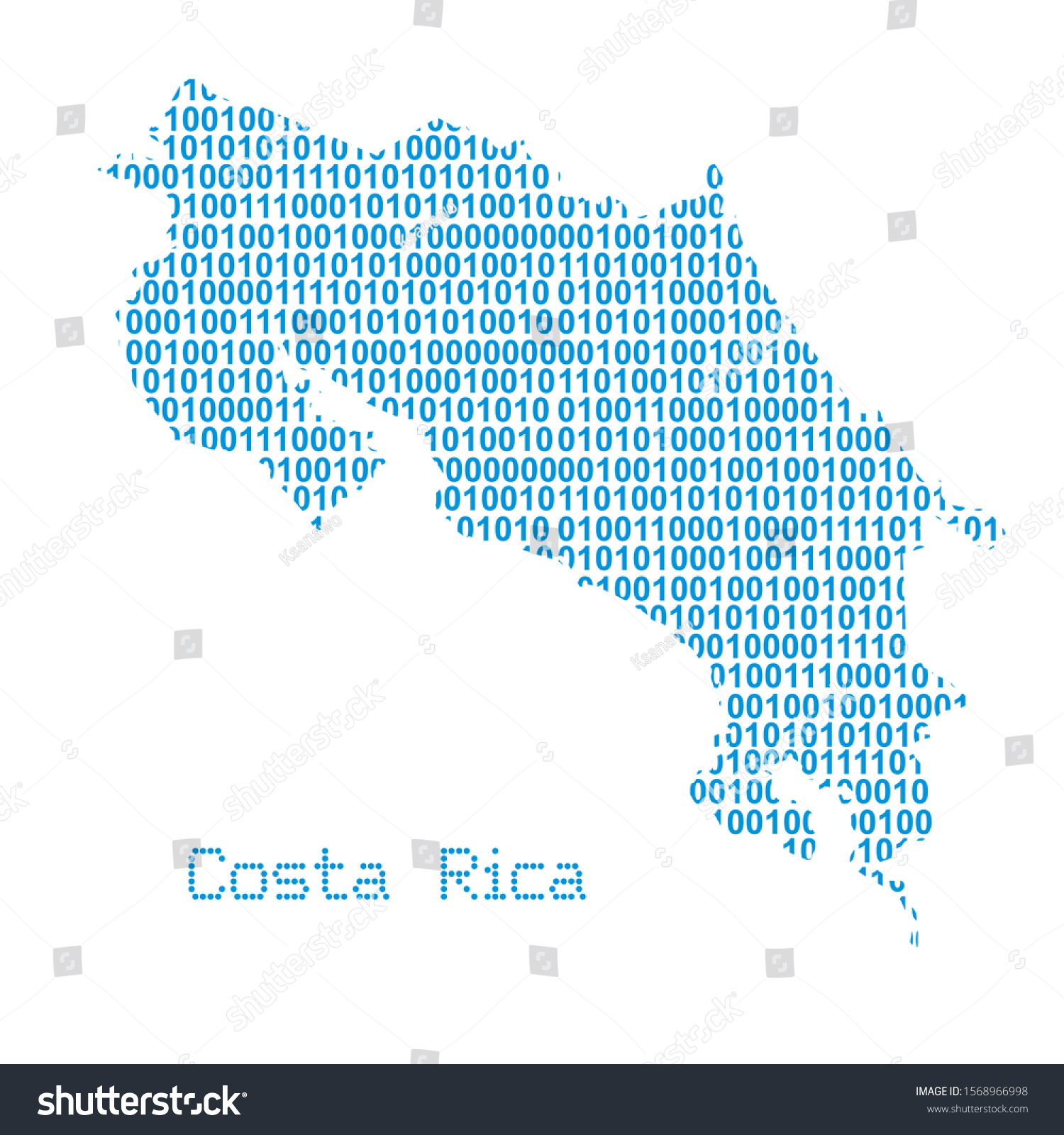 map of Costa Rica from binary code vector Royalty Free Stock Vector