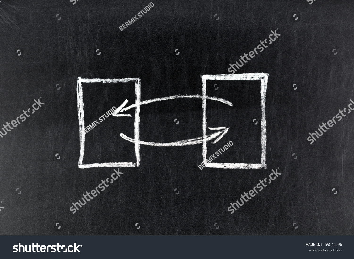 Exchange, swap concept on chalkboard, blackboard background #1569042496