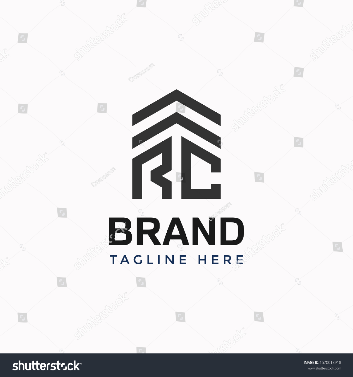 R And C Letter Initial Real Estate Modern Logo - Royalty Free Stock 