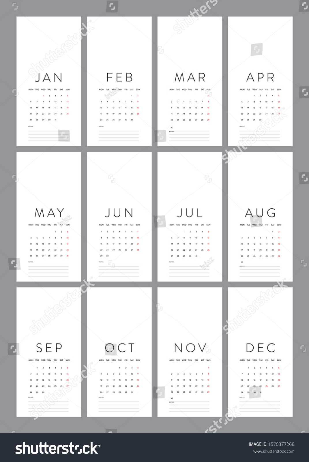 Custom Calender Template in Vector file. Size - Royalty Free Stock ...