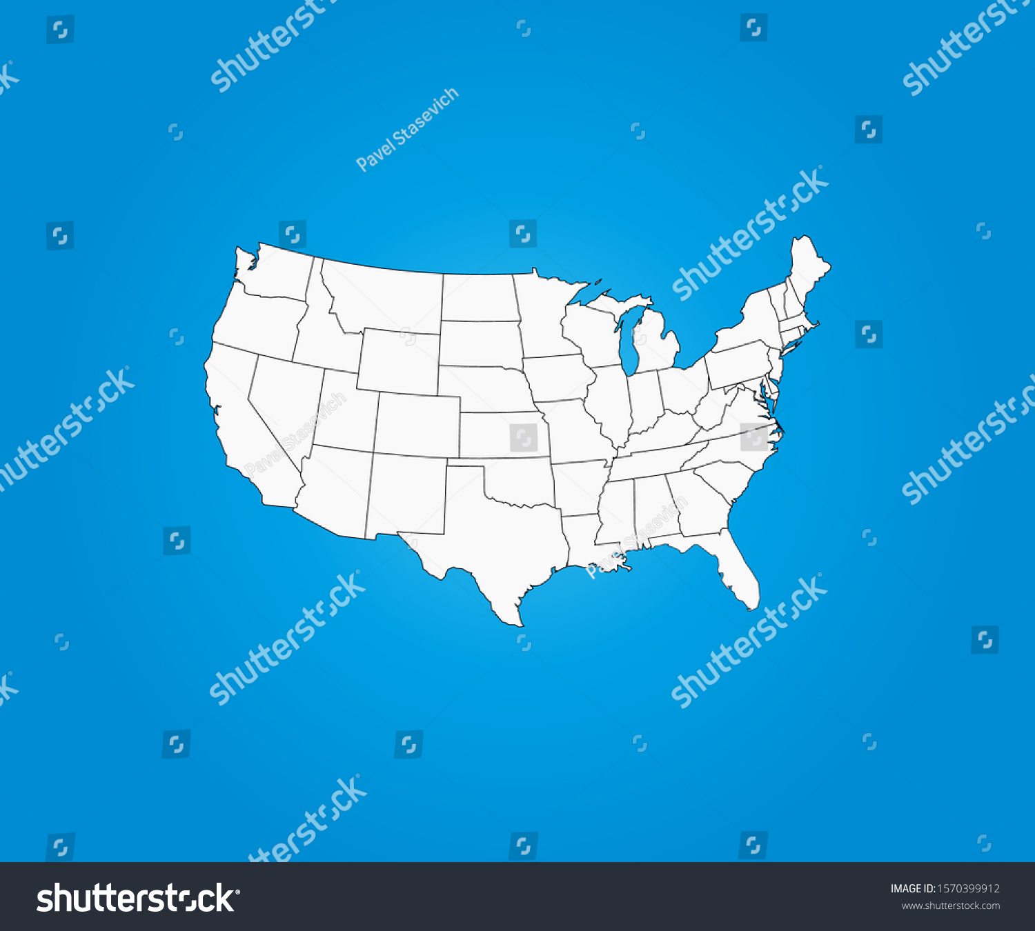 United States Map, states border map. Vector - Royalty Free Stock ...