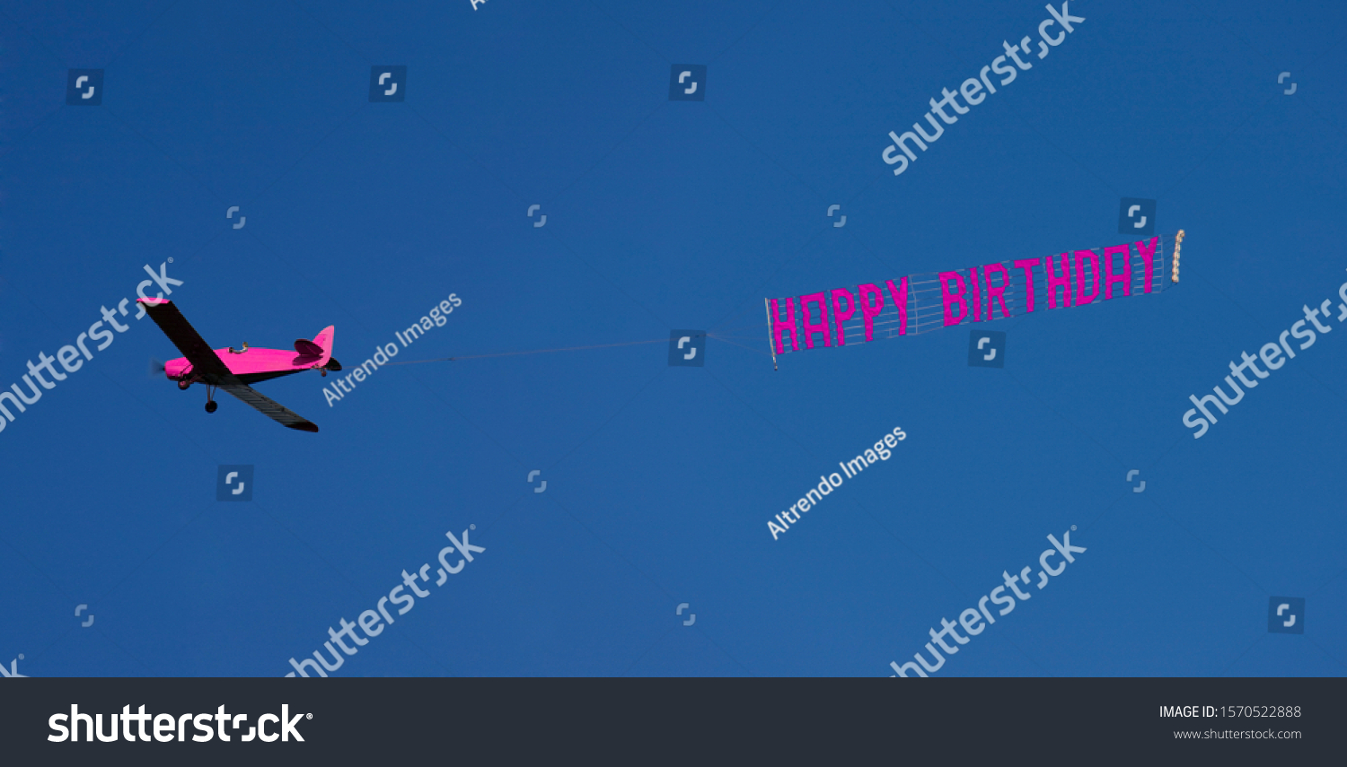 Hot pink airplane with Happy Birthday message, Miami Beach, Florida, USA #1570522888