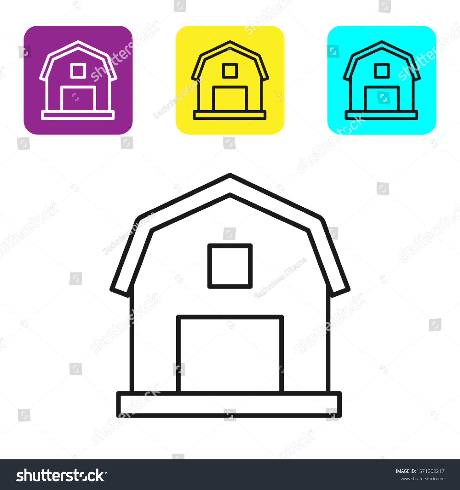 Black line Farm House concept icon isolated on - Royalty Free Stock ...