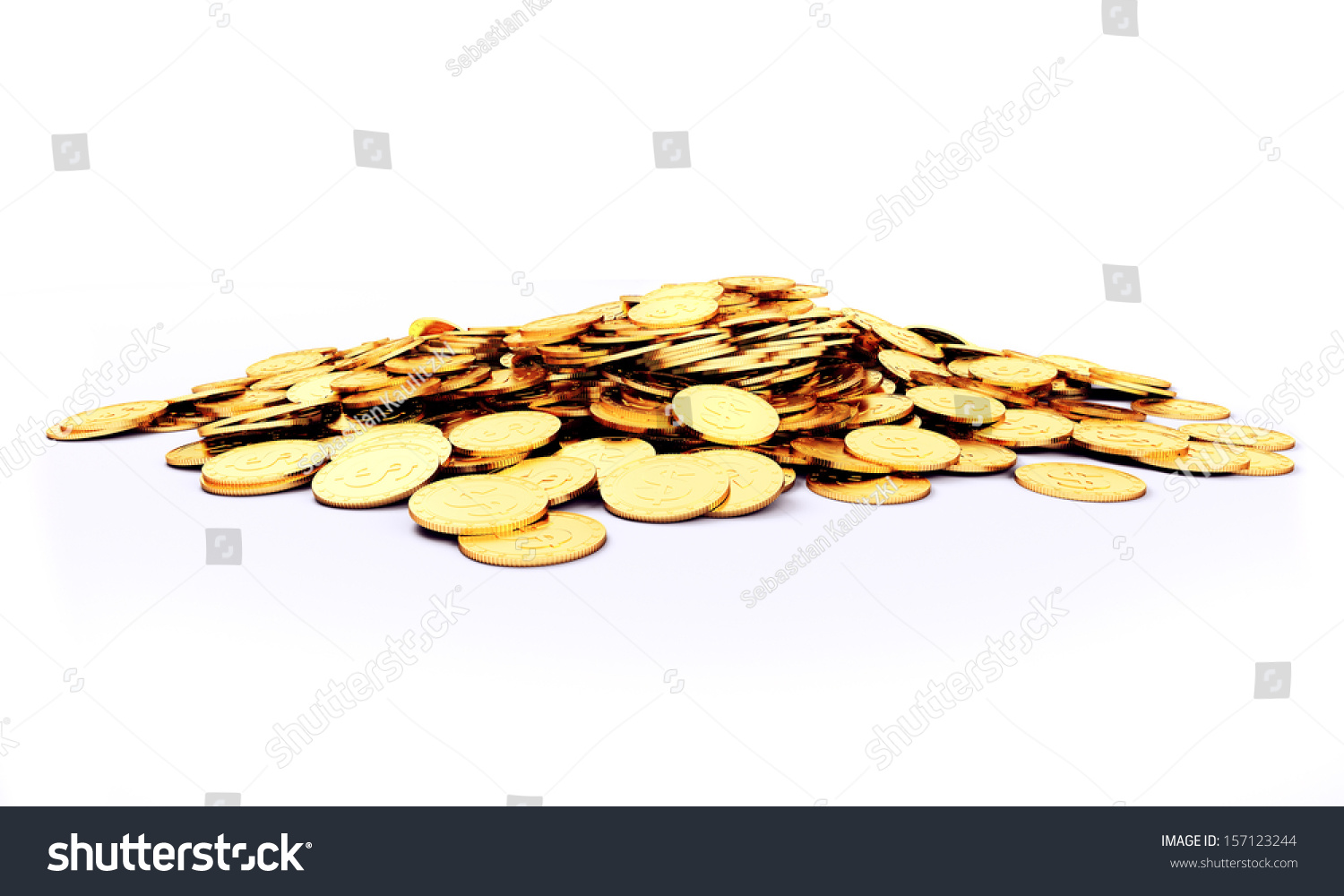 3d rendered illustration of a heap of gold coins #157123244