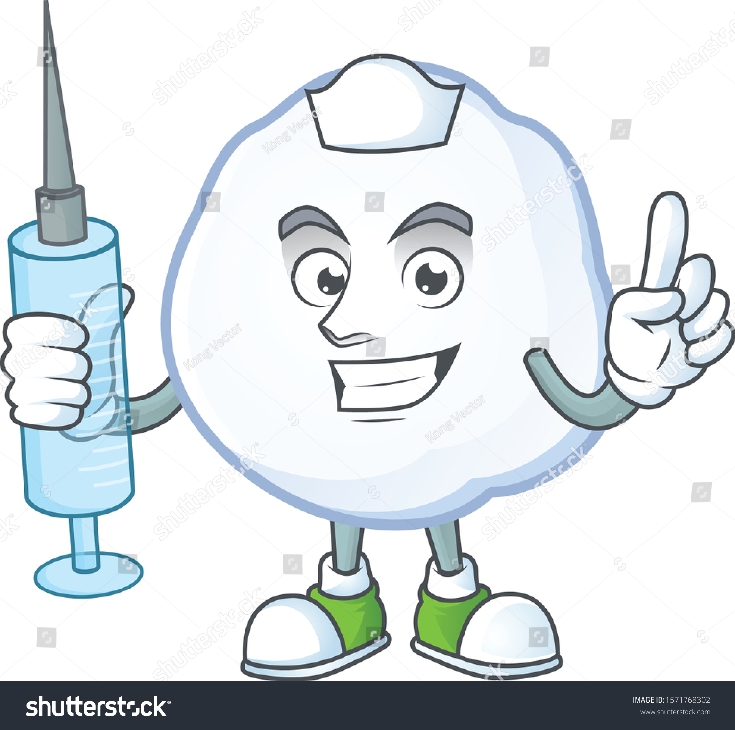 Cute Nurse snowball character cartoon style with syringe #1571768302