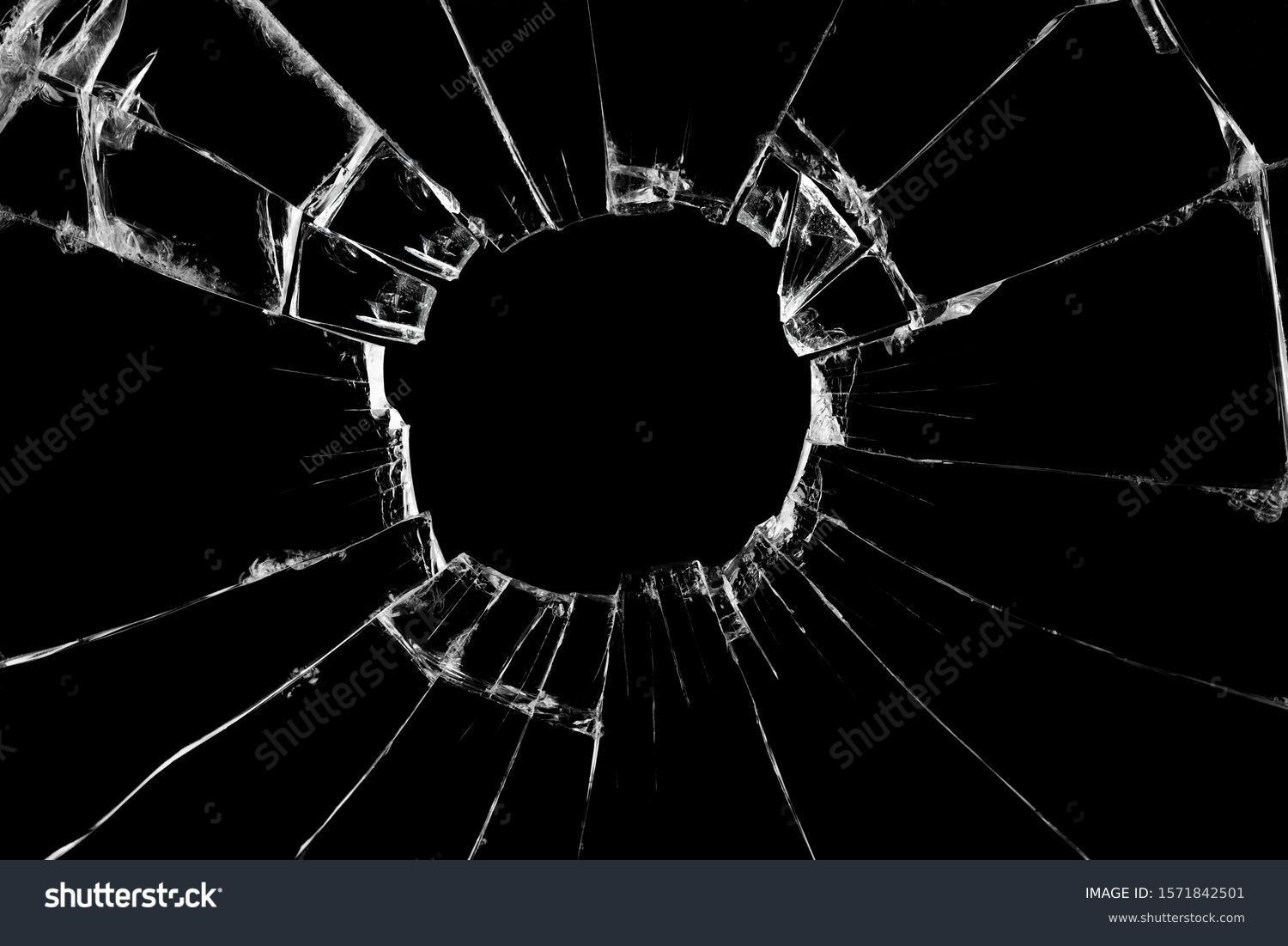 Broken glass craked on black background ,hi-resolution photo art abstract texture object design #1571842501