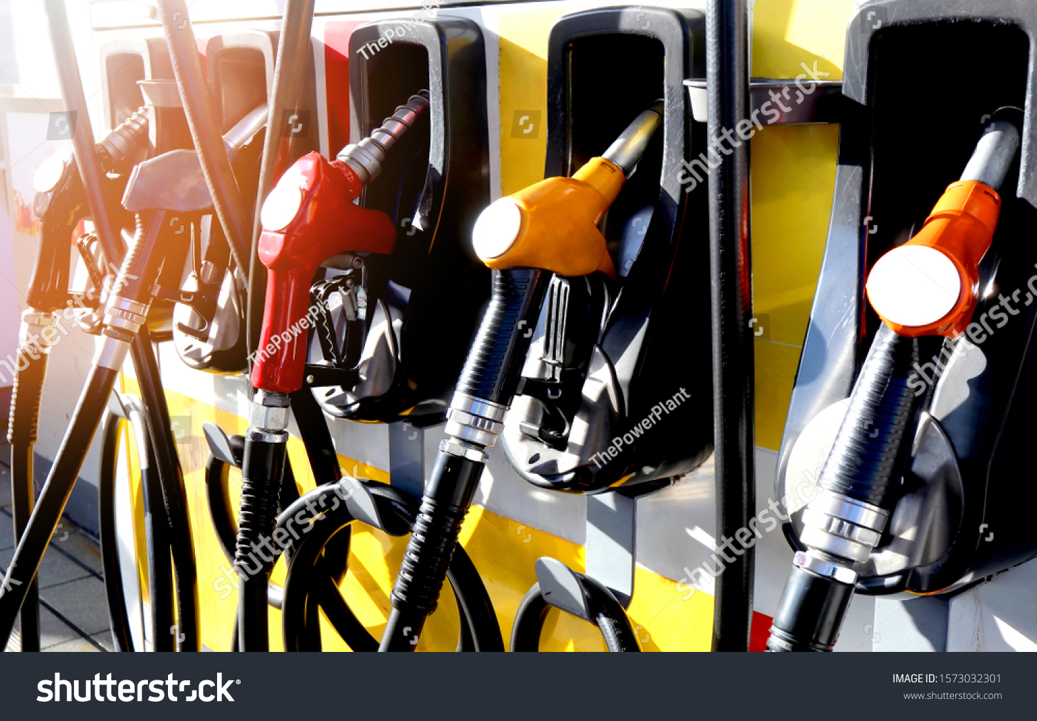 red and yellow colorful fuel, gasoline dispenser #1573032301