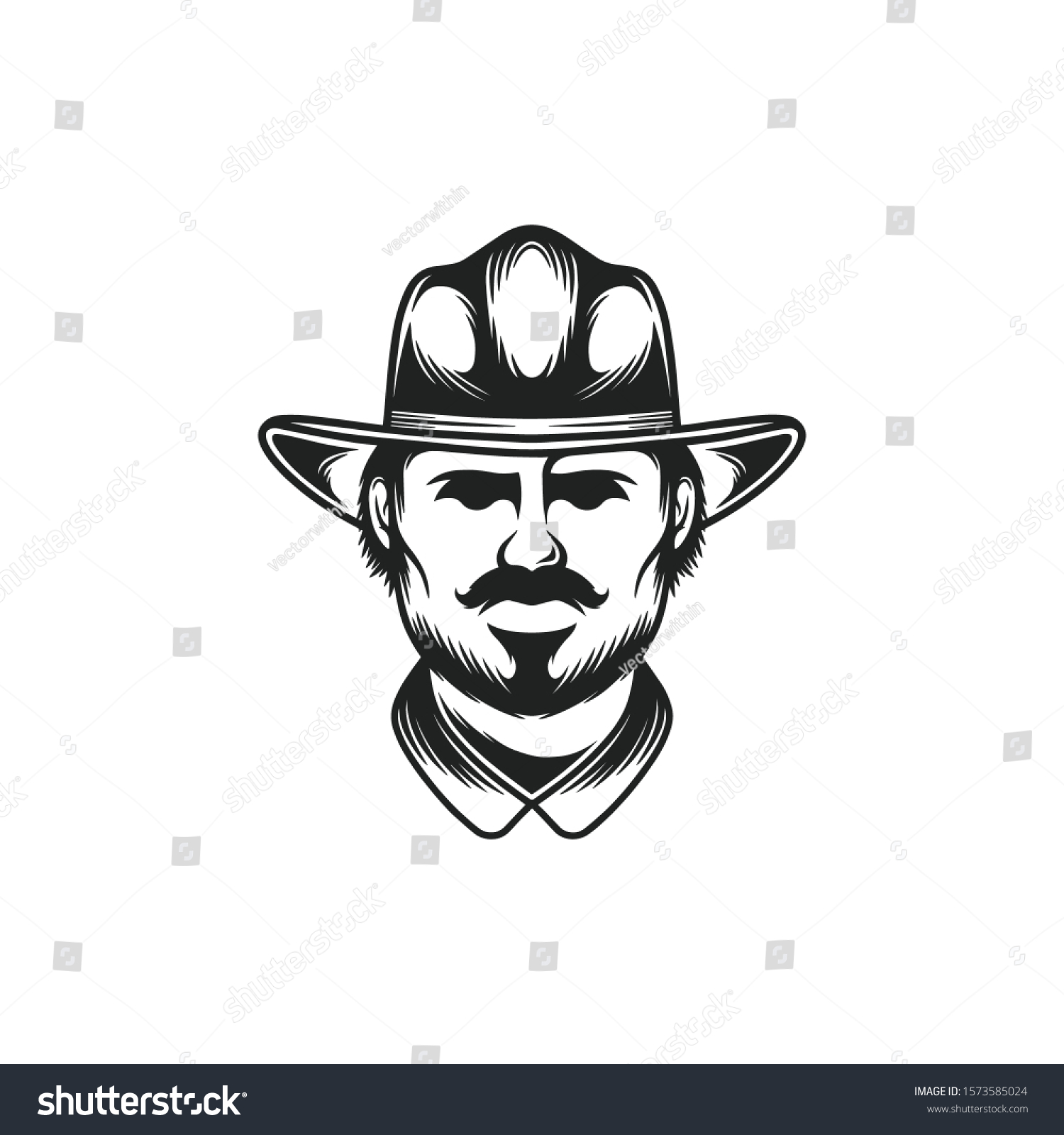 Cowboy face vector logo template - Royalty Free Stock Vector 1573585024 ...