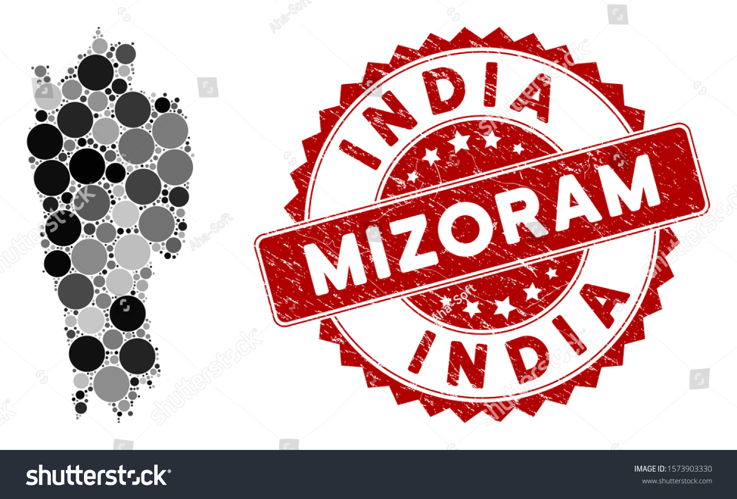 Mosaic Mizoram State Map And Circle Seal Stamp Royalty Free Stock   Avopix 1573903330 