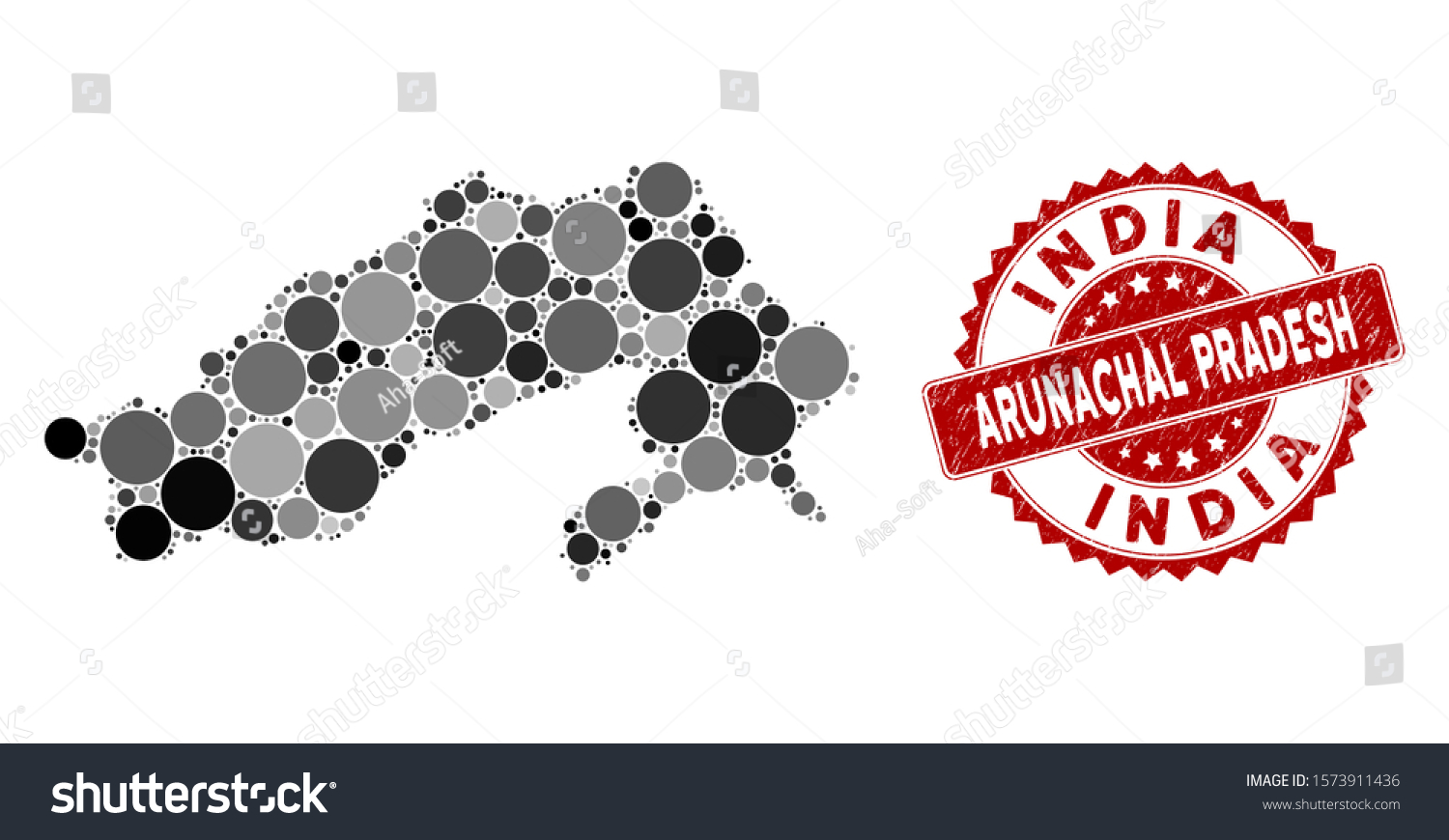 Mosaic Arunachal Pradesh State Map And Round Royalty Free Stock Vector 1573911436