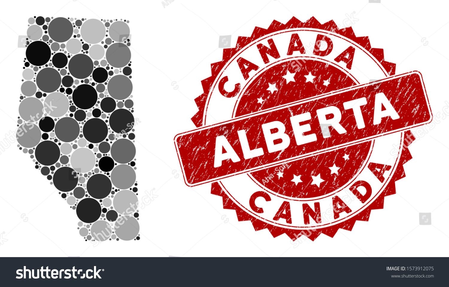 Mosaic Alberta Province Map And Round Seal Stamp - Royalty Free Stock ...