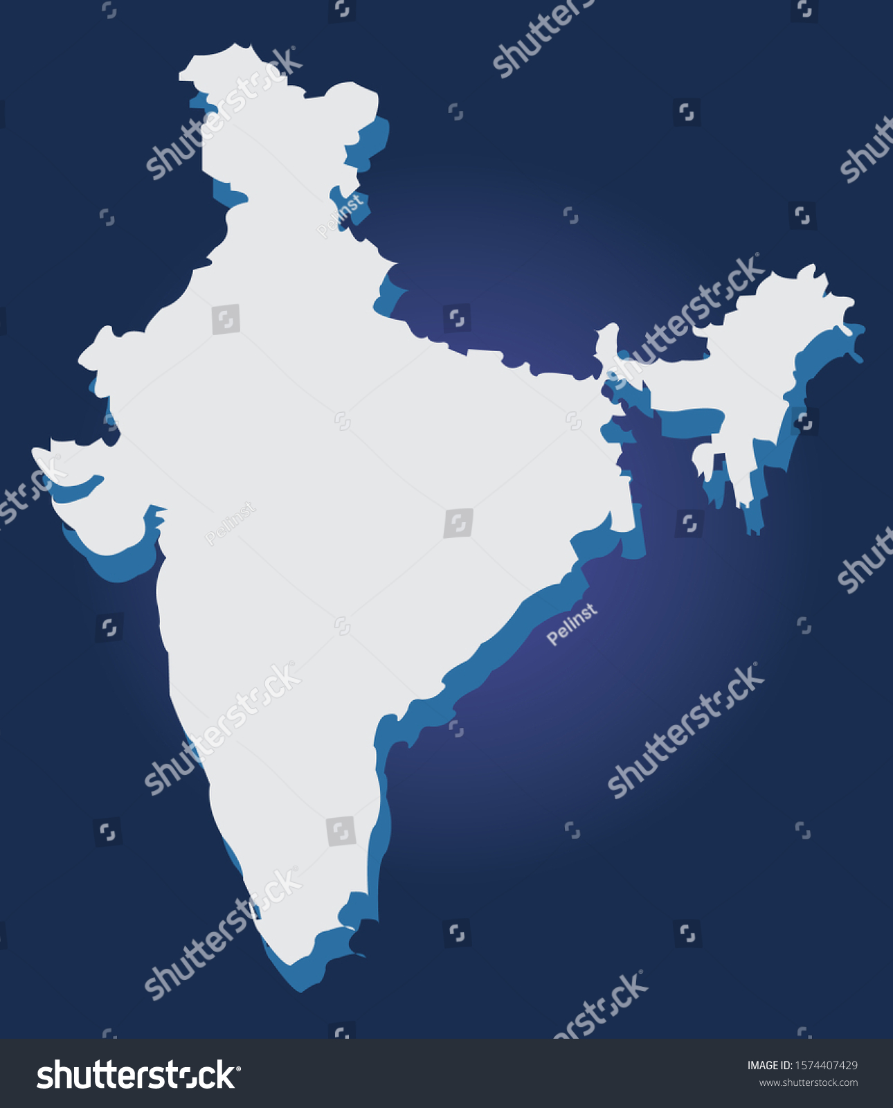 White Silhouette Of The Map Of India On The Blue - Royalty Free Stock 