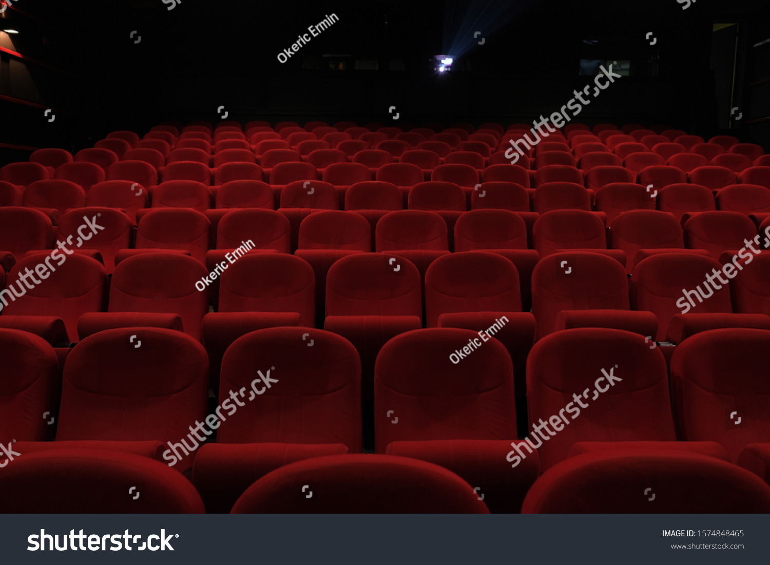 Empty cinema hall with red seats. Movie theatre #1574848465