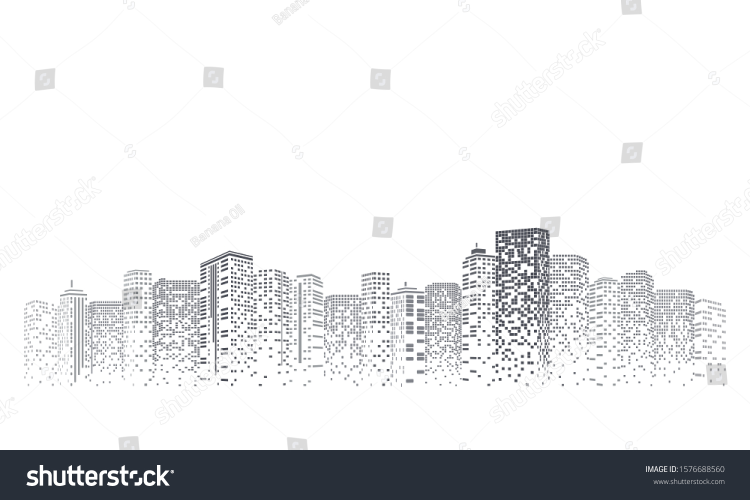 Digital building city Illustration at night, City scene on night time. #1576688560