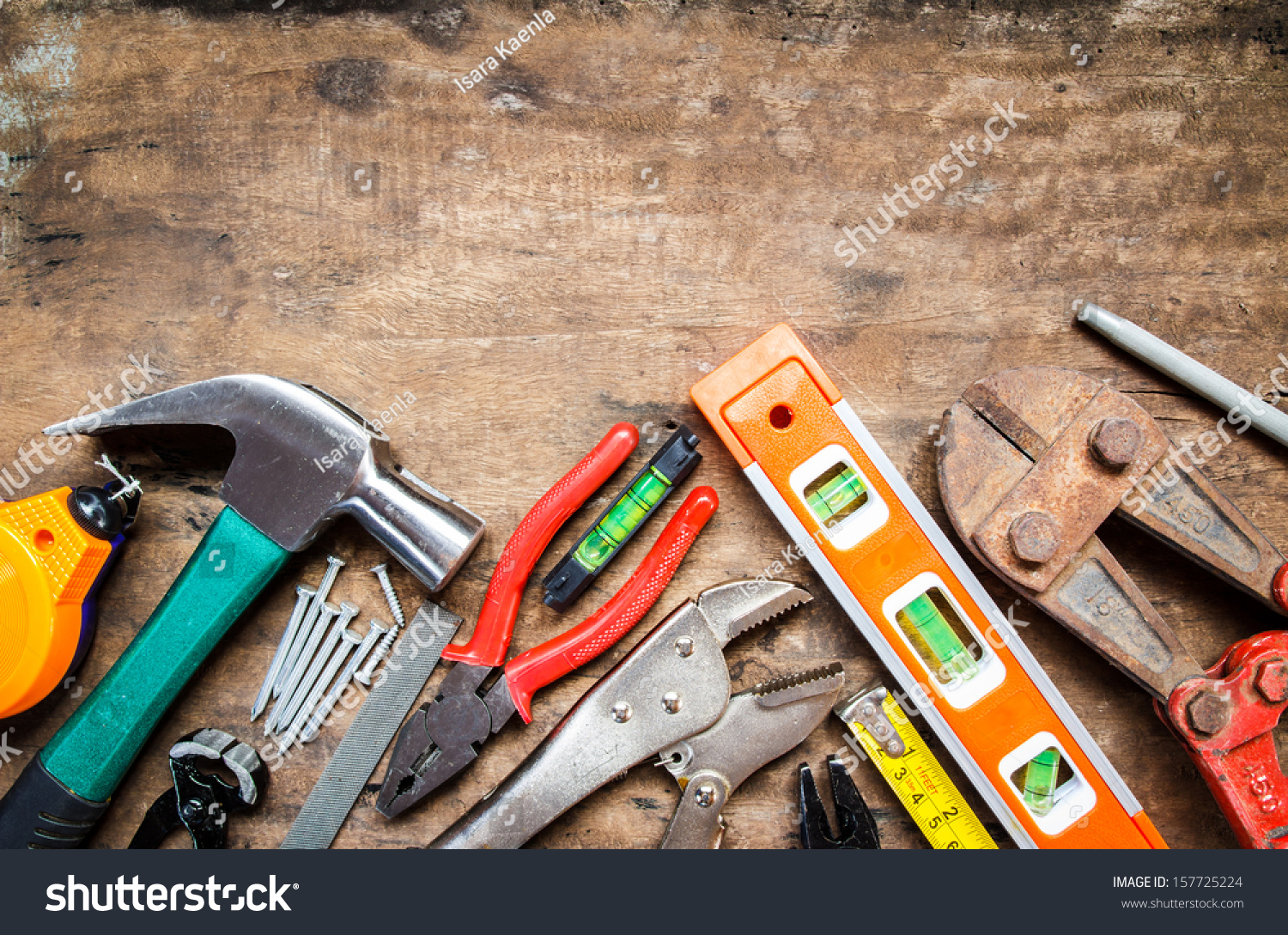 tool renovation on grunge wood #157725224
