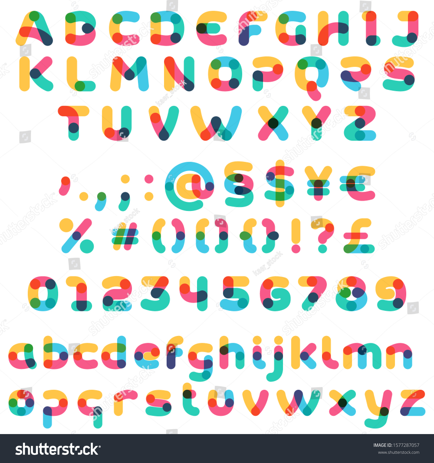 Overlapping One Line Full Set Alphabet. Curve - Royalty Free Stock 