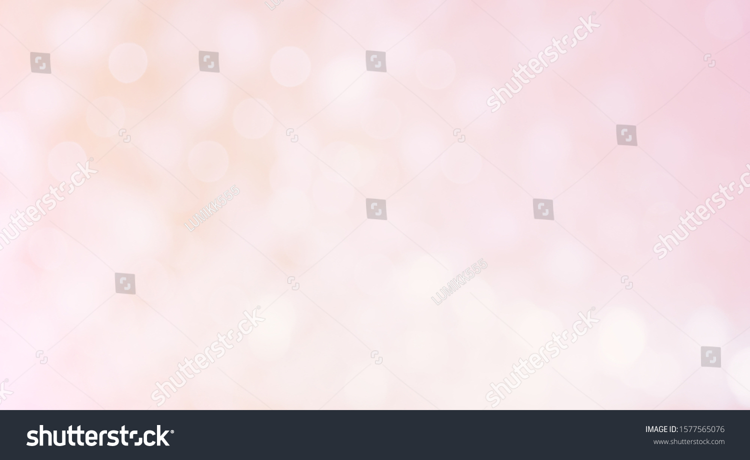 Beautiful Delicate blurred light pink Background with bokeh lights. Wide Angle Soft Pastel Texture, defocused. Background can be used for design greetings cards, invitations or promotional flyers. #1577565076