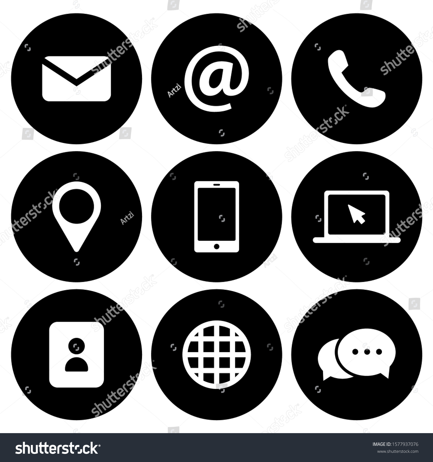 Contact As Flat Icon Solid Style isolated, easy to change colour and size #1577937076