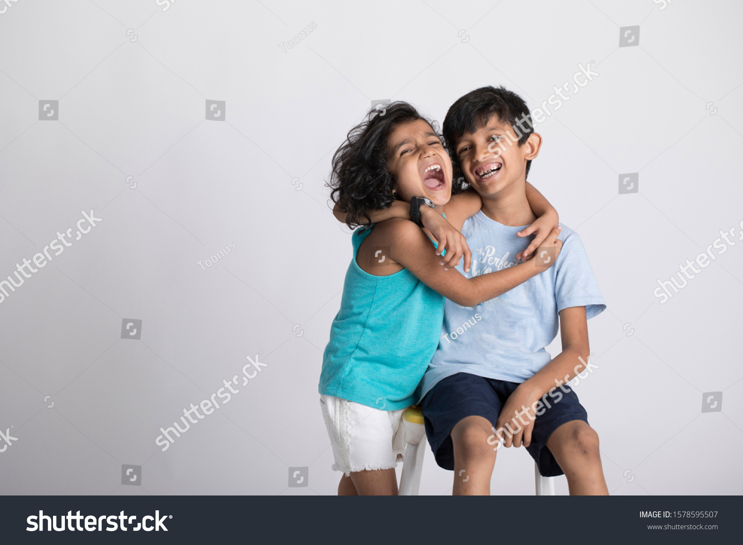 indian cute kids brother and sister activities - Royalty Free Stock ...