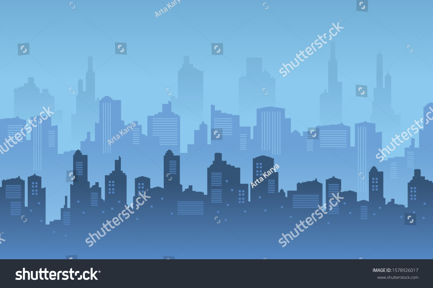 City Skyscraper with blue and bright sky #1578926017