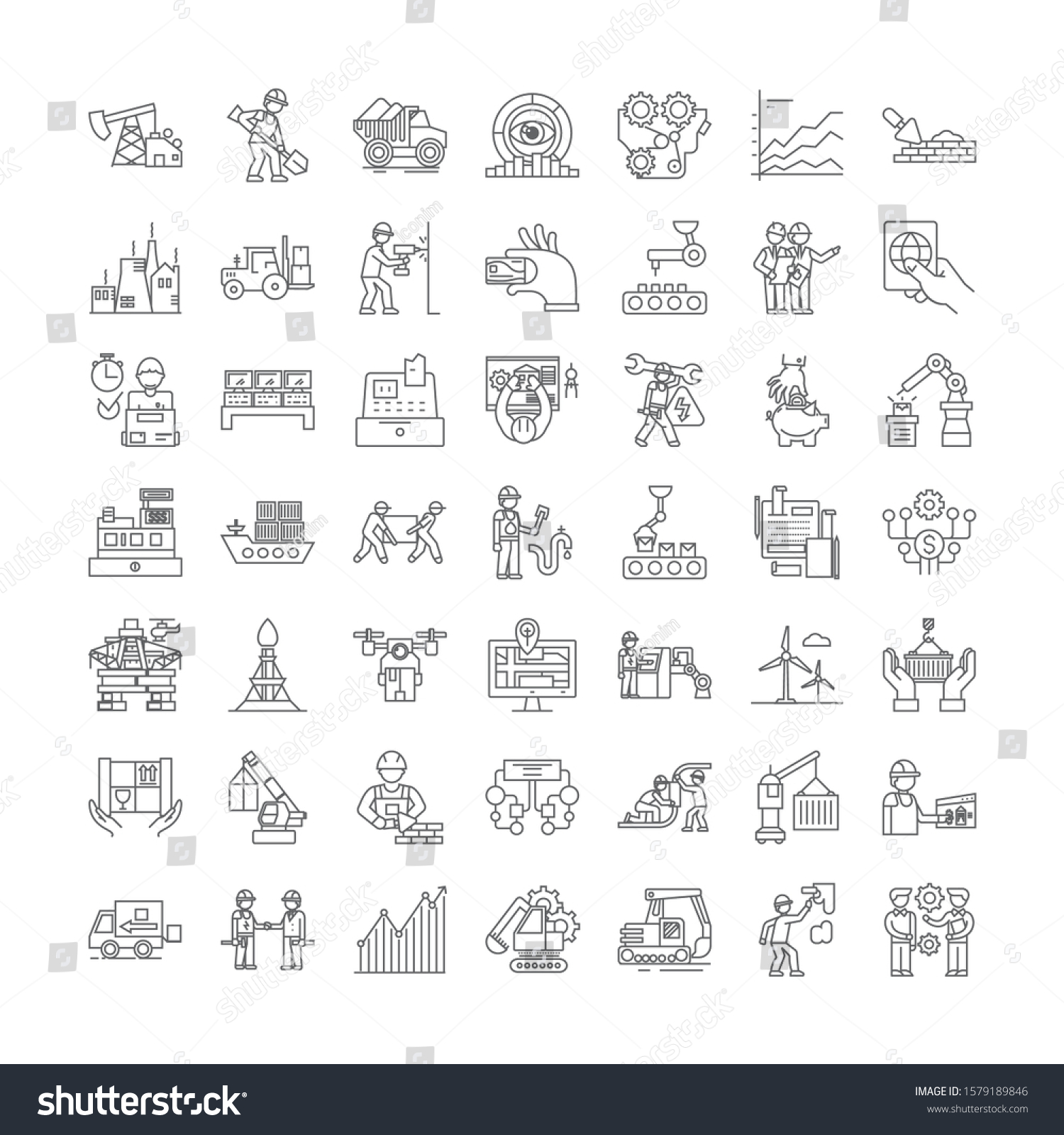 Workflow Linear Icons, Signs, Symbols Vector   Royalty Free Stock