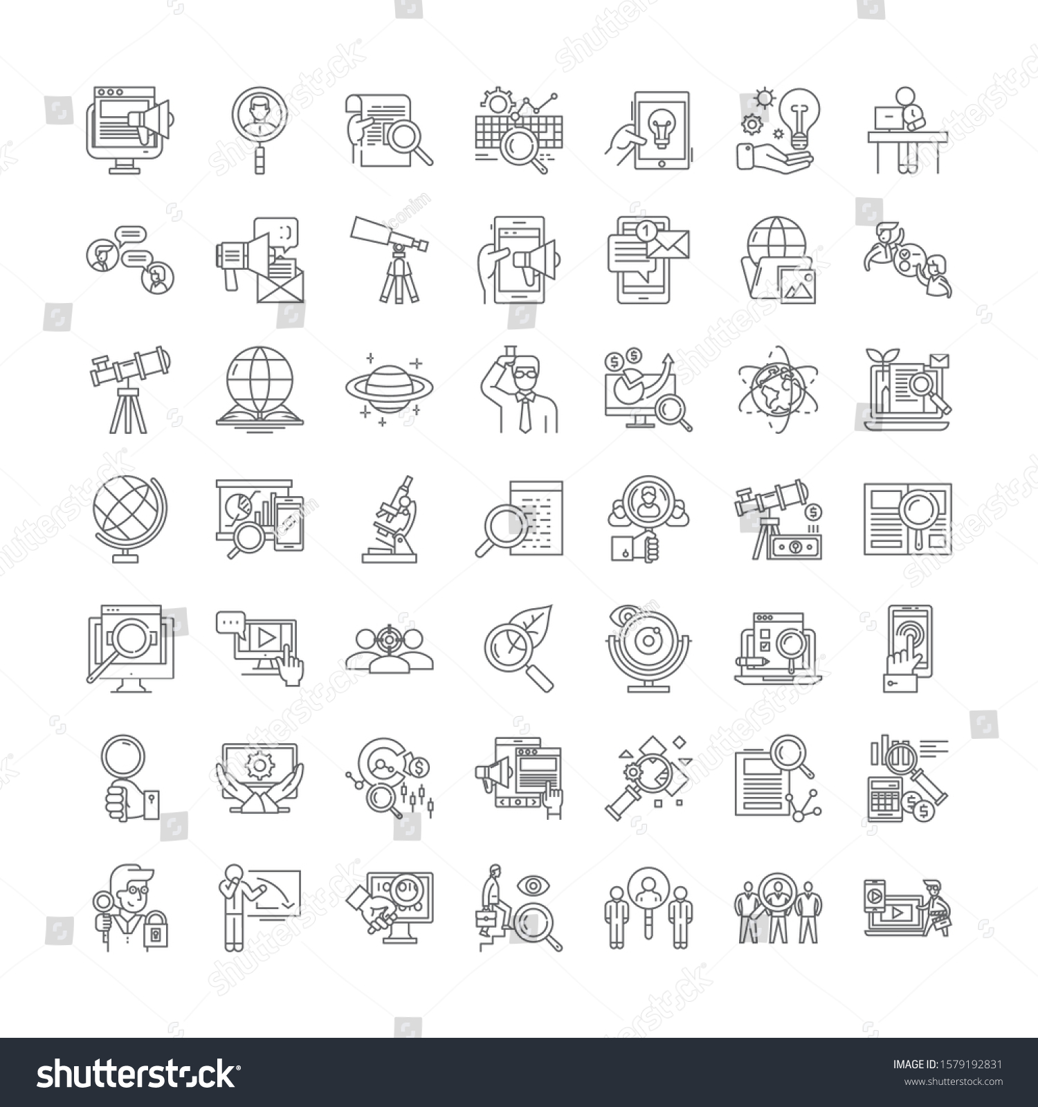 Searching Concept Linear Icons Signs Symbols Royalty Free Stock