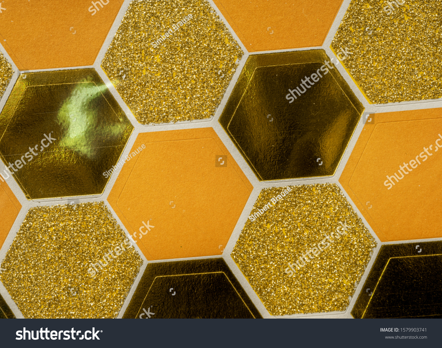 yellow or golden glitter hexagon stickers under foil, cool sticker background texture #1579903741