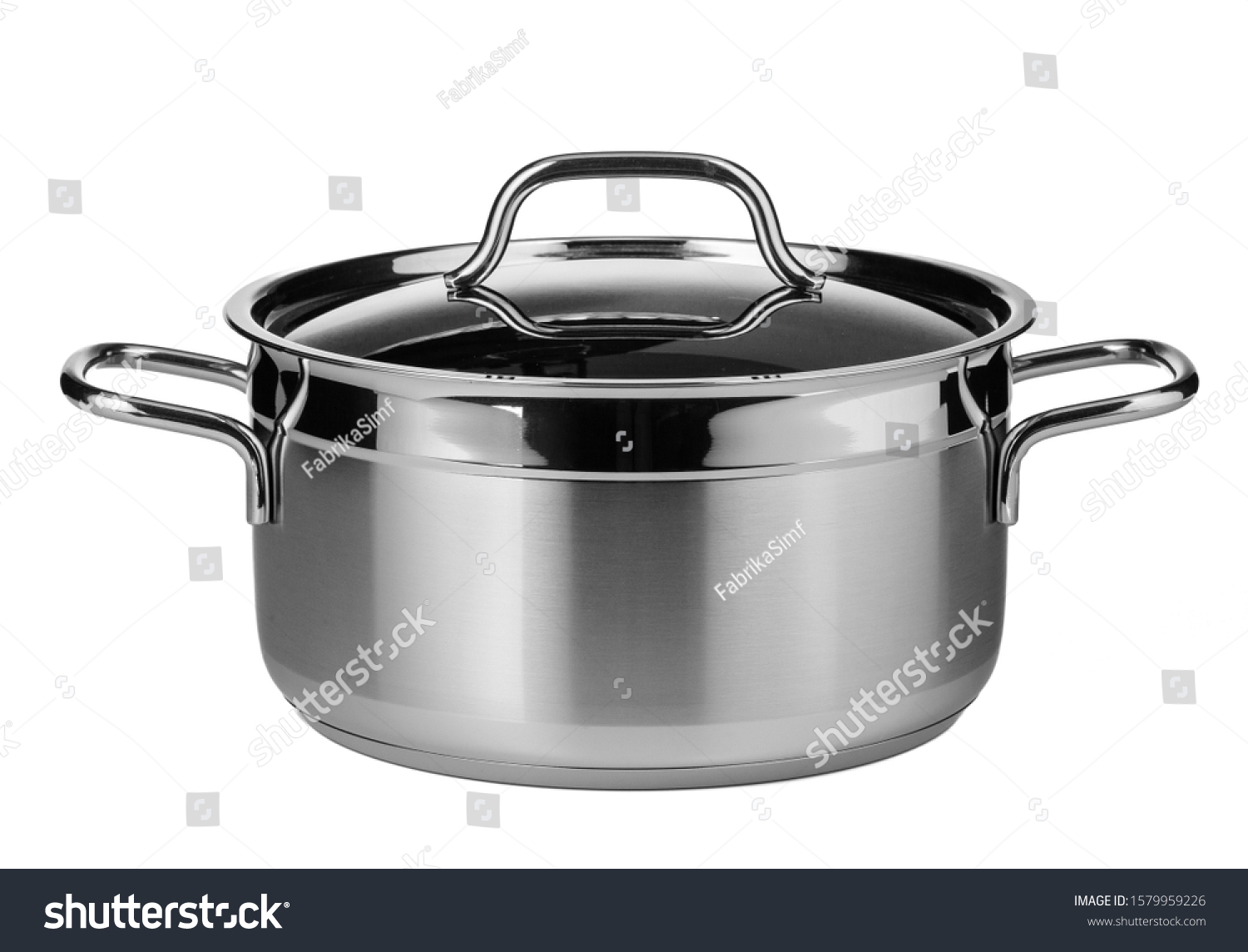 Stainless steel pot isolated on white background #1579959226