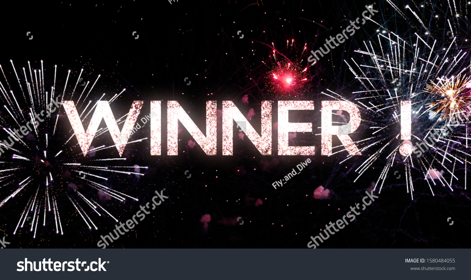 Winner text animation with a splendid fireworks in the background #1580484055