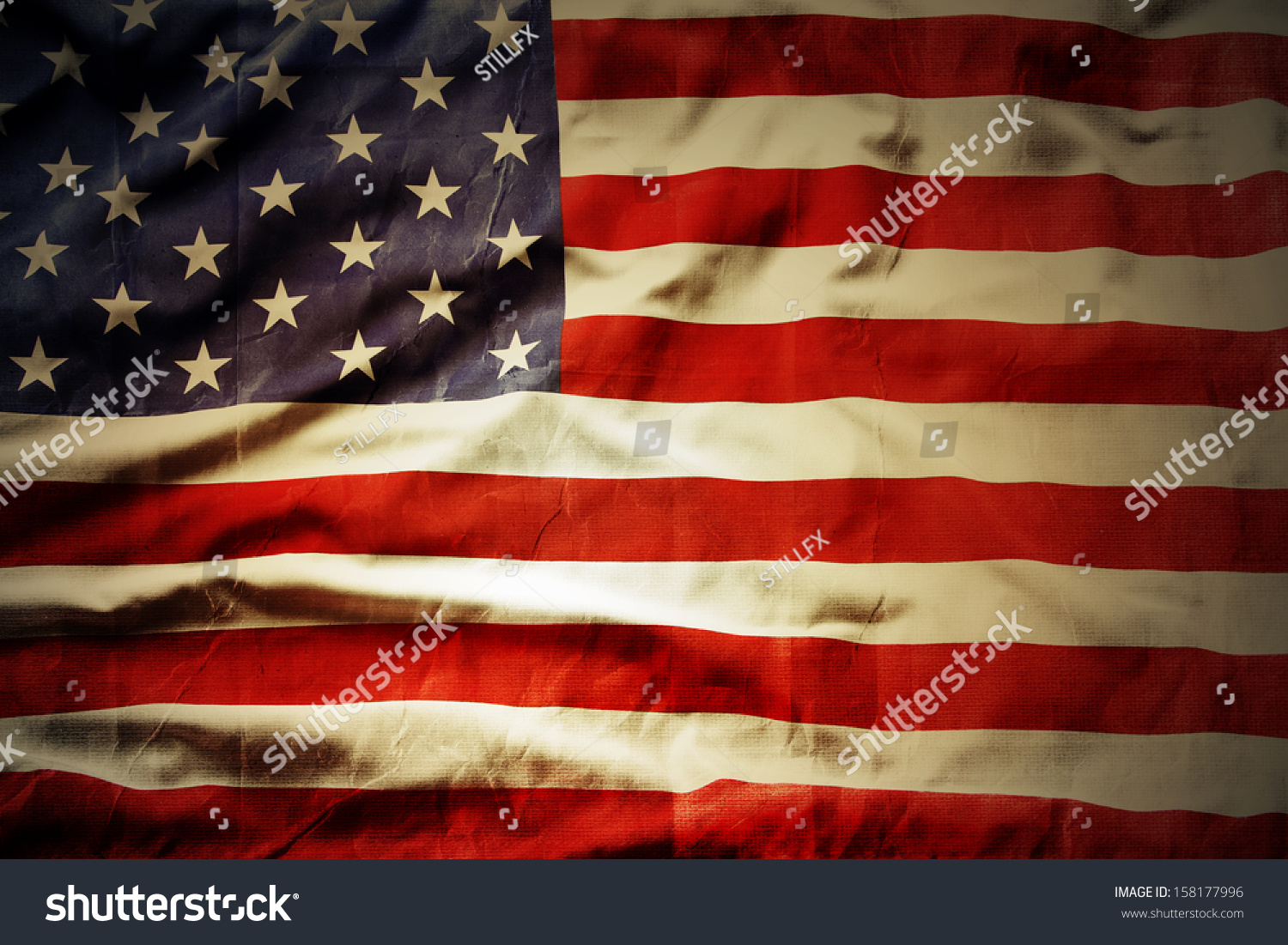 Closeup of grunge American flag #158177996