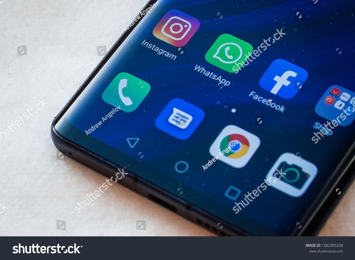 The apps of social media networks Facebook, WhatsApp and Instagram are displayed on smartphone Huawei P30pro Kyiv, Ukraine - Desember 08, 2019 #1582305328