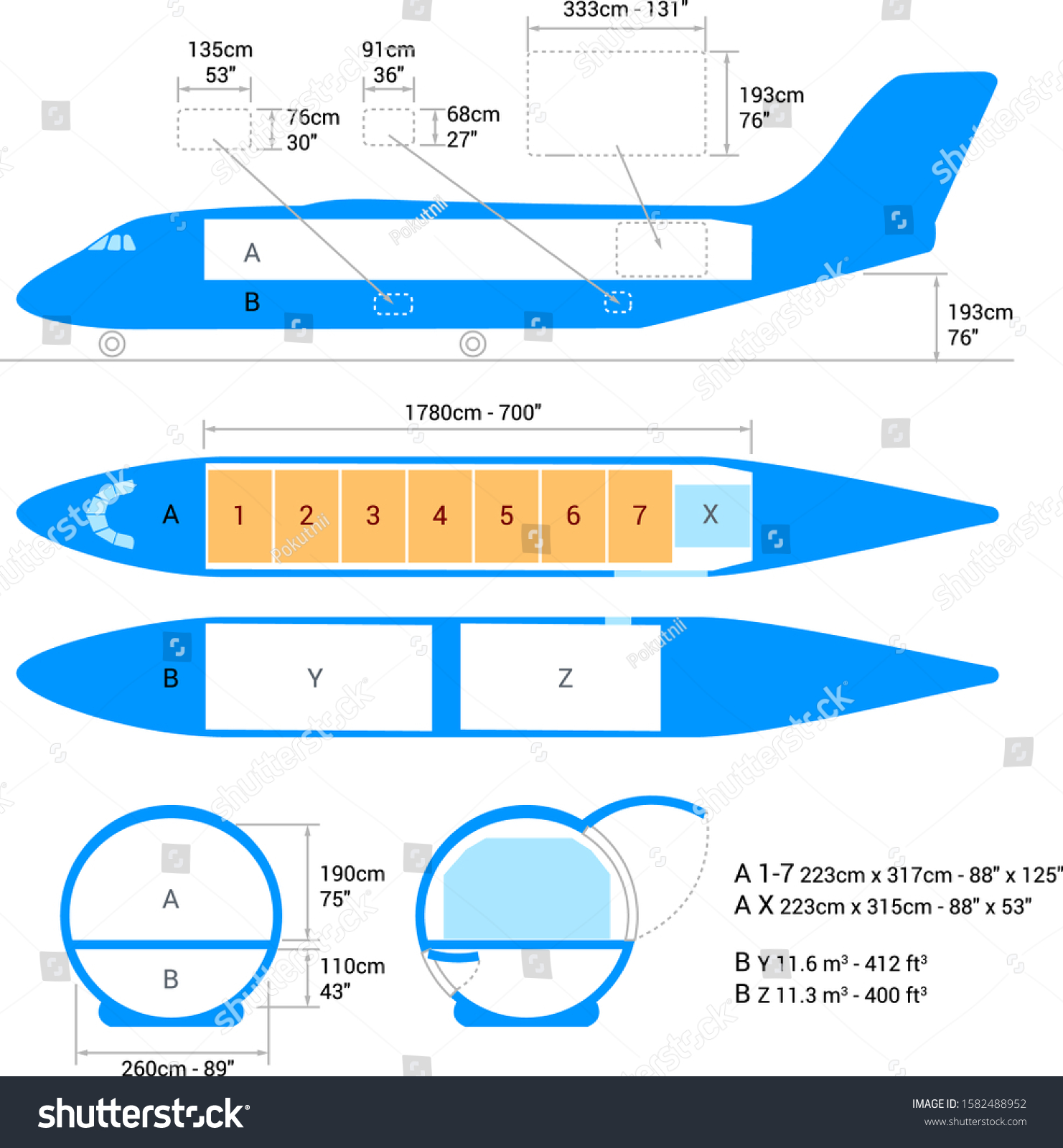 airplane scheme. Cargo Aircraft Guide. - Royalty Free Stock Vector ...