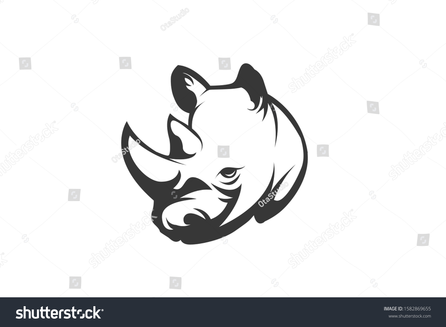 RHINO HEAD BLACK WHITE VECTOR LOGO - Royalty Free Stock Vector ...